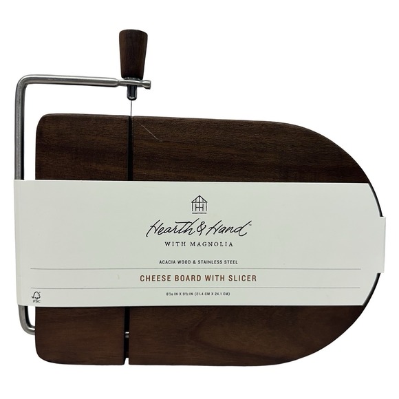 Hearth & Hand with Magnolia Other - Hearth & Hand with Magnolia Cheese Board with Slicer Acacia Wood Stainless Steel